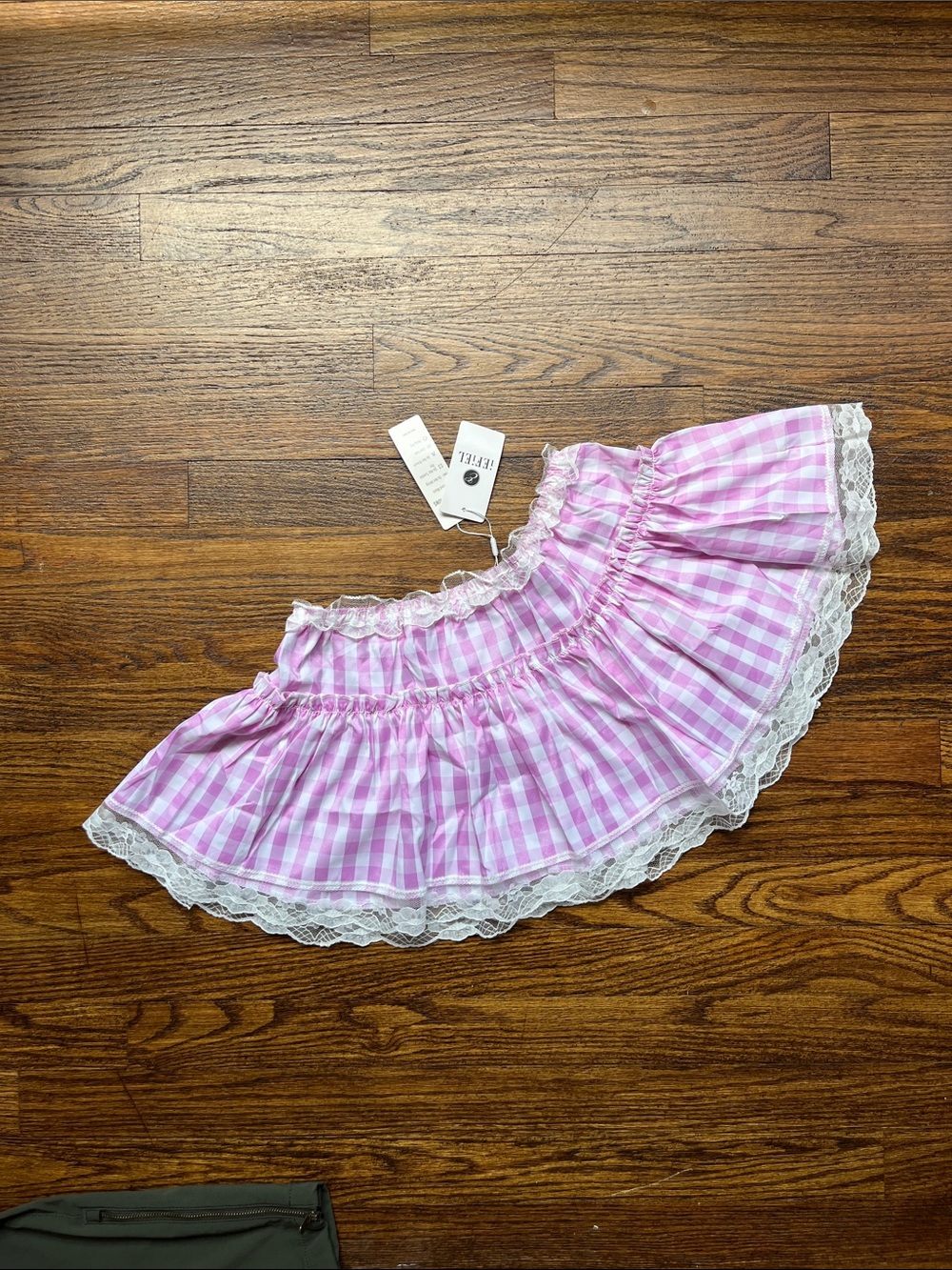 Petite Pink Gingham Ruffle Skirt with Lace Trim Costume